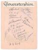 Gloucestershire C.C.C. 1928 & 1929. Small album page laid down to a slightly larger page, nicely signed in black ink by nineteen members of the Gloucestershire team, obtained by the collector, Juliet Pannett. Signatures are Rowland, Lyon, Parker, Neale, B