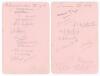 Gloucestershire and Sussex 1926. Large album page nicely signed in pencil to one side by twelve Gloucestershire players, and to the verso by eleven of Sussex (one signed in ink). Gloucestershire signatures are Robinson (Captain), Green, Wedel, Melsome, Si