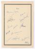 Kent C.C.C. c.1952. Page with printed title &lsquo;Kent&rsquo; and black borders, nicely signed in ink by thirteen Kent players. The page possibly an extract from a player benefit album. Signatures are Murray-Wood (Captain), Ames, Fagg, Evans, Wright, Phebey, Martin,