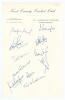 &lsquo;Kent County Cricket Club circa 1955. Official club headed paper nicely signed in ink by the Kent team of 1955. Signatures include Wright, Evans, Fagg, Disbury, Smith, Page, Pettiford, Witherdean, Dixon etc. Very good condition