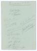 Leicestershire C.C.C. 1923. Album page signed in pencil by eleven members of the Leicestershire team. Signatures are Fowke (Captain), Dawson, Astill, Geary, Sidwell, Shipman, King, Bale, Lord, Skelding, and the rarer William Berridge (13 matches 1923-1924