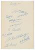 Leicestershire C.C.C. 1932. Album page very nicely signed in blue ink by ten members of the Leicestershire team. Signatures are Geary, Astill, Armstrong, Shipman, Marlow, Corrall, Snary, Bradshaw, H.A. Smith and Berry. Very good condition.