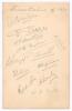 Leicestershire C.C.C. 1932. Album page signed in pencil by twelve Leicestershire players. Signatures are Eddie Dawson (captain), George Geary, Norman Armstrong, William Marlow, Les Berry, Percy Corrall, Ewart Astill, Alan Shipman, Haydon Smith, Anthony Ri