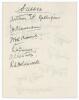 Middlesex C.C.C. 1925. Album page very nicely signed in black ink by the twelve members of the Middlesex team for the match v Sussex at Hove 1st- 4th August 1925. Signatures are Mann (Captain), Dales, Haig, Allen, Guise, Stevens, Bruce, Hearne, Hendren, D - 2