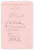 Northamptonshire 1926. Large album page nicely signed in pencil by ten members of the Northamptonshire team. Signatures are Fitzroy (Captain), W. Timms, J. Timms, Bagnall, Woolley, Nicholson, Murdin, Bellamy, Walden and Clark. To the verso, the signature 
