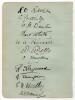 Northamptonshire and Yorkshire 1921. Album page nicely signed in ink to one side by eleven members of the Northamptonshire team and, to the verso, by seven of Yorkshire. Northamptonshire signatures are Raven (Captain), W.H. Denton, White, Buswell, Wells, 