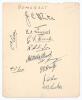 Somerset c.1929/30. Large album page very nicely signed in ink by eleven members of the Somerset team. Signatures are White (Captain), Longrigg, Earle, Ingle, Wellard, Young, Hunt, J.W. Lee, Luckes, Case and F.S. Lee. Good/ very good condition.