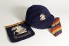 Hedley Verity. Yorkshire & England 1930-1939. M.C.C. tour of Australia &lsquo;Bodyline&rsquo; 1932-33. M.C.C. navy blue cloth Test touring cap, by E.C. Devereux of Eton, Bucks, with excellent raised embroidered touring emblem of St. George & Dragon in silver thread t