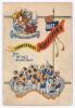 Hedley Verity. Yorkshire & England 1930-1939. Official M.C.C. Christmas card from the M.C.C. Tour of Australia 1932/33 (Bodyline Tour). With the cover decorated with the M.C.C. colours, caricatures of the M.C.C. team stood on a outline map of Australia an